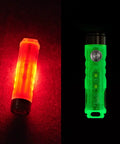 Glow In The Dark 650 Lumen USB C Rechargeable EDC Flashlight with red and green illumination modes