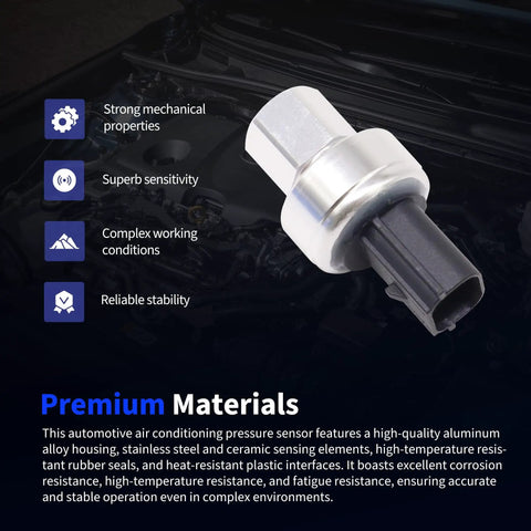 AC Pressure Sensor Switch For Lincoln MKT MKX MKC Aviator Continental Mark LT And Ford Edge Escape Mustang F650 Fiesta Bronco Explorer Fusion Maverick Plug And Play Replacement Sensor, close-up view showing premium materials.