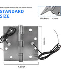 Heavy Duty 4 Wire Electric Transfer Hinge With Smart Hidden Wiring And Rock Solid Swings Perfect For High Traffic Security Doors Featuring Top Notch 304 Stainless Steel Build, 4.5 inch size.