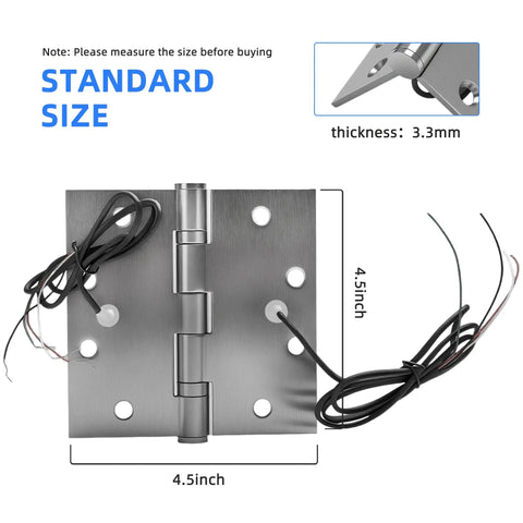 Heavy Duty 4 Wire Electric Transfer Hinge With Smart Hidden Wiring And Rock Solid Swings Perfect For High Traffic Security Doors Featuring Top Notch 304 Stainless Steel Build, 4.5 inch size.