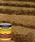 Premium Oil Based Wood Stain Early American Quick Drying Interior Cabinet Furniture Finish Gallon Size on wood background.