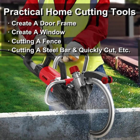 Heavy Duty Ring Power Cutter Saw With 9500W Brushless Motor And Integrated Water Pump cutting concrete with water spray.