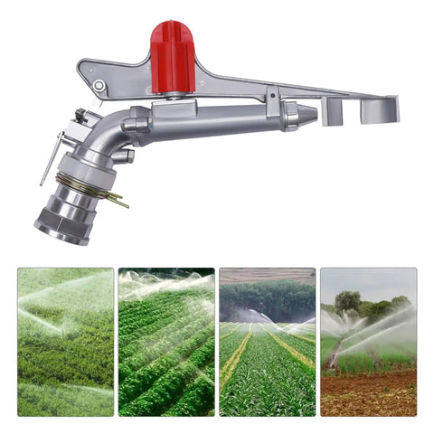 Heavy Duty 2 Inch Irrigation Spray Gun Kit With Aluminum Core And Dual Nozzles Delivering A Smooth 360 Degree Spray Pattern To Crush Your Crop Watering Jobs Across Farm Grounds For High Yield Agriculture