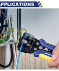 All In One Wire Stripper Kit With Automatic Self Adjusting Stripping And Crimping Tool For AWG 24 To 10 Cables in use
