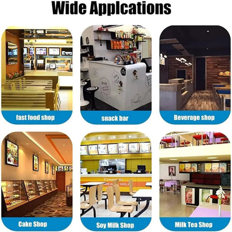 Wide applications of Go-To Electric Portafilter Cleaner And Knock Box Combo in fast food, beverage, and snack shops.