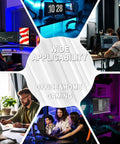 Collage of gaming and office setups emphasizing wide applicability for Extra Large Waterproof Gaming Mouse Pad With Stitched Edges 31.5 Inch By 15.7 Inch Non Slip Rubber Base Ultra Smooth Surface Big Office Gamer Desk Mat For Home Use XXL Black.