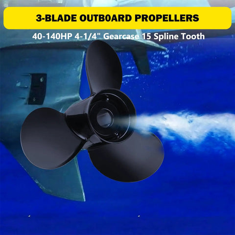 Mercury Outboard Aluminum Boat Propeller 13 Inch Diameter 21 Pitch 3 Blade RH Rotation with 15Spline Hub in water