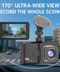 3 Inch Dash Cam For Cars 1080P HD Car Camera 170° wide angle view driving recorder with night vision on city road