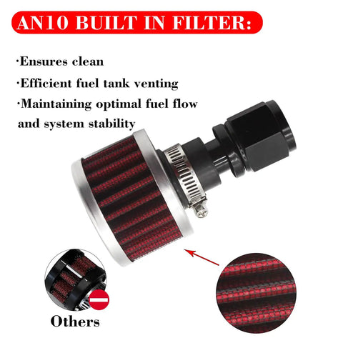 18mm Fuel Cell Breather Vent With 10AN Female Fitting And Air Filter Rebuild Kit For Off Road And Modified Rigs Universal Vent System