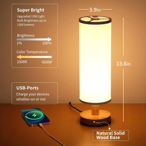 Smart RGB Table Lamp With Dimmable Warm To Cool White Light Remote And App Control Alexa Compatible Nightstand Lamp featured on table