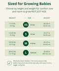 Size chart for Ultra Soft Bamboo Viscose Baby Sleep Sack For 6 To 18 Months, 1.0 Tog, Two Pack