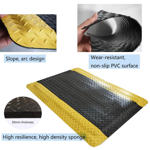 Heavy Duty Non Slip Standing Mat, Thick Cushioned Pad Built Rock Solid, Industrial Antifatigue Floor Tile To Crush Leg Tiredness And Keep Crews Fresh Through Grueling Shifts, Dependable Gray