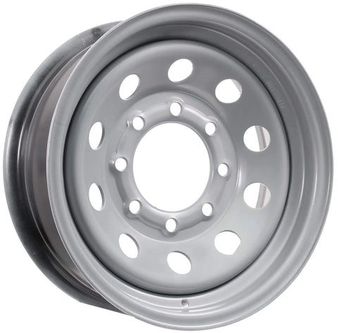 Beefed Up Heavy Duty 16 Inch Trailer Wheels 16x6 8 Lug Silver Gray Modular Rim For Equipment Trailers DOT Approved 3750 Lb Capacity Center Bore 4.90 Inches Fits 8 Lug Patterns