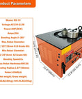 Heavy Duty Electric Rebar Bender With Smart Foot Pedal 3000W Machine features detailed specifications and dimensions.