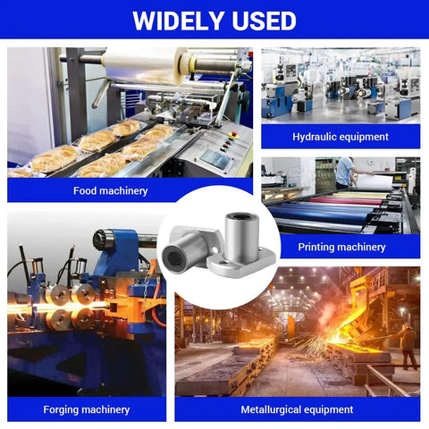 Heavy Duty Linear Guide Bushings With Dual Rubber Seals And Double Cut Edges Delivering Slick Glide Motion And Boss Level Precision For Kickass Performance On Cnc Systems And 3d Printers in industrial machinery settings.