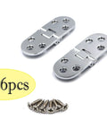 Six Pack Zinc Alloy Flap Hinges In Sleek Chrome Finish, Reliable Drop Leaf Countertop Hardware for Sewing Machines with screws.