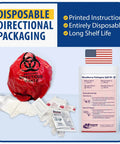Top Tier Blood Spill Kit And Bodily Fluid Cleanup Set Featuring Heavy Duty Absorbent Powder Straight Up Go To Biohazard Safety Gear image with red biohazard bag and gloves.