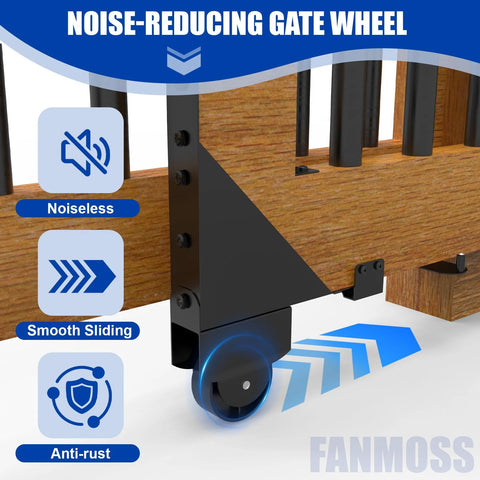 Heavy-Duty Galvanized Steel Sliding Gate Kit With One-Piece Safety Lock, Anti-Sag Design And Smooth Silent Rollers For Wooden Gates