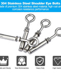 Beefy Heavy Duty Shoulder Eye Bolts M10 Stainless Steel 304 Eyebolts With Nuts And Expansion Screws for wall and ceiling anchors