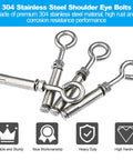 304 stainless steel shoulder eye bolts with nuts, rustproof for masonry. Built Tough Heavy Duty M6 Eyebolts Set In Stainless Steel, 10 pack.