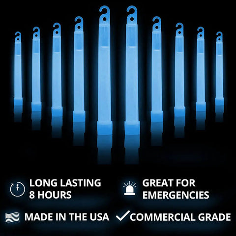 Mil Spec Blue SnapLight Emergency Light Sticks 6 Inch With 8 Hour Run Time Bulk Pack 20 Chem Lights For Camping Outdoor Worksite And Rescue