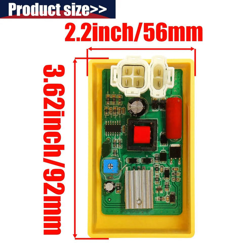 Adjustable High Performance DC CDI Box For GY6 Scooters And ATVs With 6 Pin Connector Timings Adjustable, product size visible