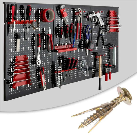 Heavy Duty Self Drilling Drywall Anchors Kit With Screws For No Drill Wall Mounts, Rust Resistant Yellow Zinc Plated Carbon Steel Anchors, Easy No Pre Drill Install, Strong Support For Shelves, TVs, Decor And More. Pegboard tool organizer with yellow zinc drywall anchor