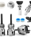 3 Piece Pvc Pipe Threader Kit Carbon Steel Integrated Internal External Threading Tool For 1/2 Inch 3 4 Inch And 1 Inch Plastic Pipes with gloves and sealant tape