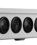 Five Pack Rock Solid Rubber Grommets For Plastic Electrical Enclosures Fits Two Inch Top Knockout Holes in a white enclosure.