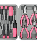 11 Piece Pink Womens Compact Crafts And Home DIY Tool Kit Set With Pliers Cutters And Precision Screwdrivers For Ladies Ideal For Quick Home Repairs And Craft Projects