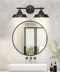 Industrial Farmhouse Vanity Light 2 Light Black Wall Sconce For Bathroom Mirror Over Vanity Cabinet Modern Metal Fixture