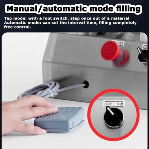Manual/automatic mode control of Badass Heavy Duty Smooth Running Horizontal Pneumatic Liquid Filling Machine With 30L Hopper