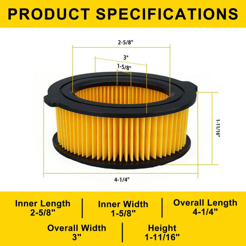 Panari 951-10794 air filter, yellow pleated paper with black ends, for Troy-Bilt/MTD lawn tractors