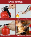 5 Lb Abc Dry Chemical Fire Extinguisher With Wall Mount And 2A 10B C Rating showing easy usage steps for emergency fire response.