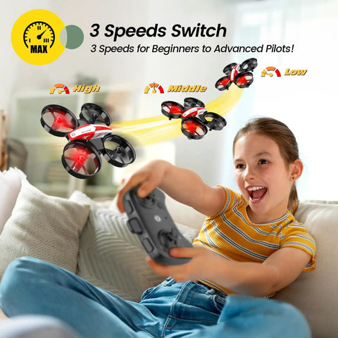 Child using remote control for Mini Drone For Kids And Beginners Indoor RC Nano Quadcopter With Auto Hovering 3D Flips Headless Mode