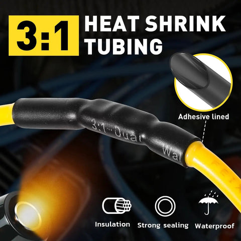 Close-up of adhesive-lined 3:1 heat shrink tubing for Uninsulated Butt Connectors Kit With 24 Bare Copper Splice Terminals AWG 8-4.