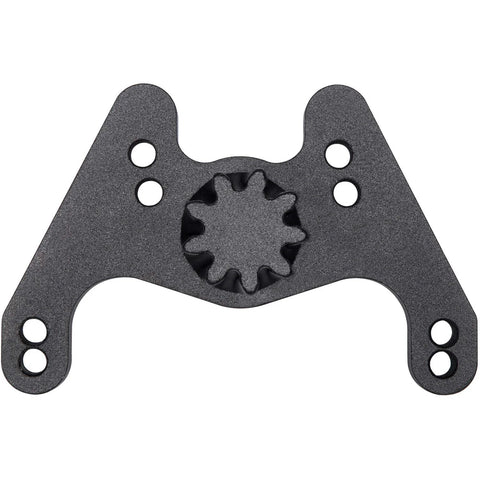 Camoo engine barring flywheel turning tool plate, gray metal with center star-spline hub and multiple mounting holes
