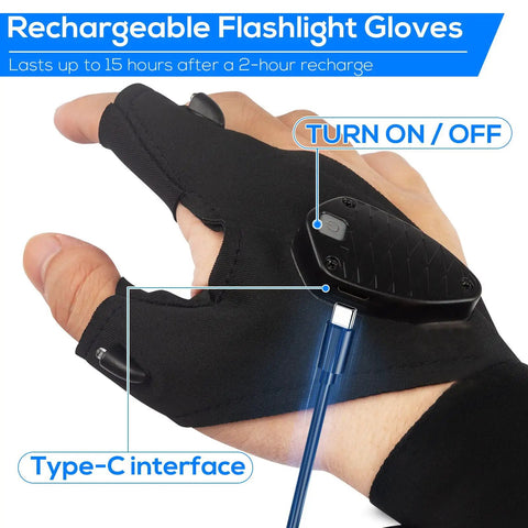 Led Flashlight Gloves Rechargeable Hands Free Light For Fishing Camping Repairs And DIY Projects Must Have Gift For Men Dad Boyfriend Christmas Stocking Stuffers White Elephant Gifts