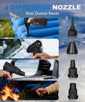 Two In One Air Duster And Vacuum Beast With 130000 RPM Brushless Motor Rechargeable Three Speed Settings Vacuum Kit showing multiple nozzle uses.