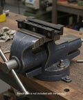 8 Inch Magnetic Vise Brake Bender for Sheet Metal on workbench, cast iron, 0-90 degree adjustable, mounted on vise.