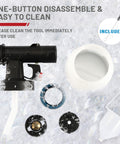 Cordless HVLP Paint Sprayer With Brushless Motor, 20V Battery, showing disassembled parts on ice for cleaning.