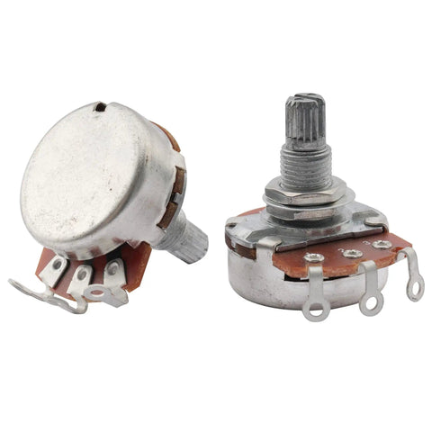 500K Linear Taper Guitar Potentiometers with Long 18mm Shafts Split Knurled 6mm Knob Compatible Drop In for Stratocaster and Les Paul