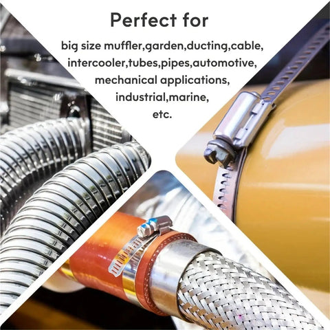 Heavy Duty 304 Stainless Steel Worm Hose Clamps Bundle Fits Any DIY Pipe Project With Super Tight Grip And Unbreakable Rigid Core Construction For All Your Auto Fix It Needs, hose clamp on pipe