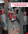 High Flow Pro V Style Purple Coupler and Plug Kit for Quarter Inch NPT Three Piece Set in use with air tools