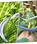 Ergonomic Grip Weeding And Harvesting Tool Scythe For Gardening And Lawn Care With Manganese Rustproof Blades cutting grass and vine