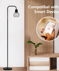 Industrial LED Floor Lamp Tall Standing Light With 6W Bulb Foot Switch No Fuss Easy Setup Metal Modern Floor Lamp Black