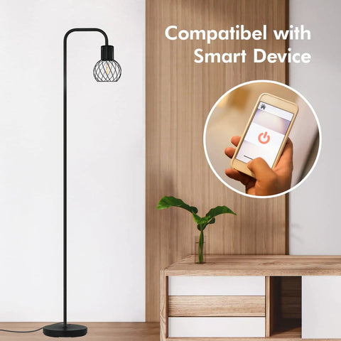 Industrial LED Floor Lamp Tall Standing Light With 6W Bulb Foot Switch No Fuss Easy Setup Metal Modern Floor Lamp Black