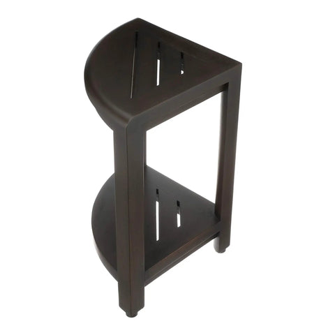 Snazzy Corner Teak Shower Shelf Three Tier Standing Bathroom Organizer with two visible tiers, dark finish, space-saving design.
