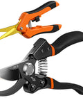 Two Piece Pruning Set With 8.5 Inch Bypass Pruner And 6.5 Inch Precision Snips For Yard Work, Sharp SK5 Steel Blades, Garden Clippers