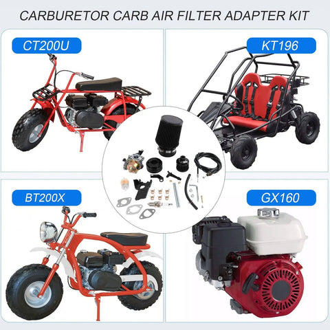 High Performance Carburetor Air Filter Adapter Jet Kit Upgrade For GX160 GX200 Predator 212cc 6.5HP Engines with mini bikes and go-kart